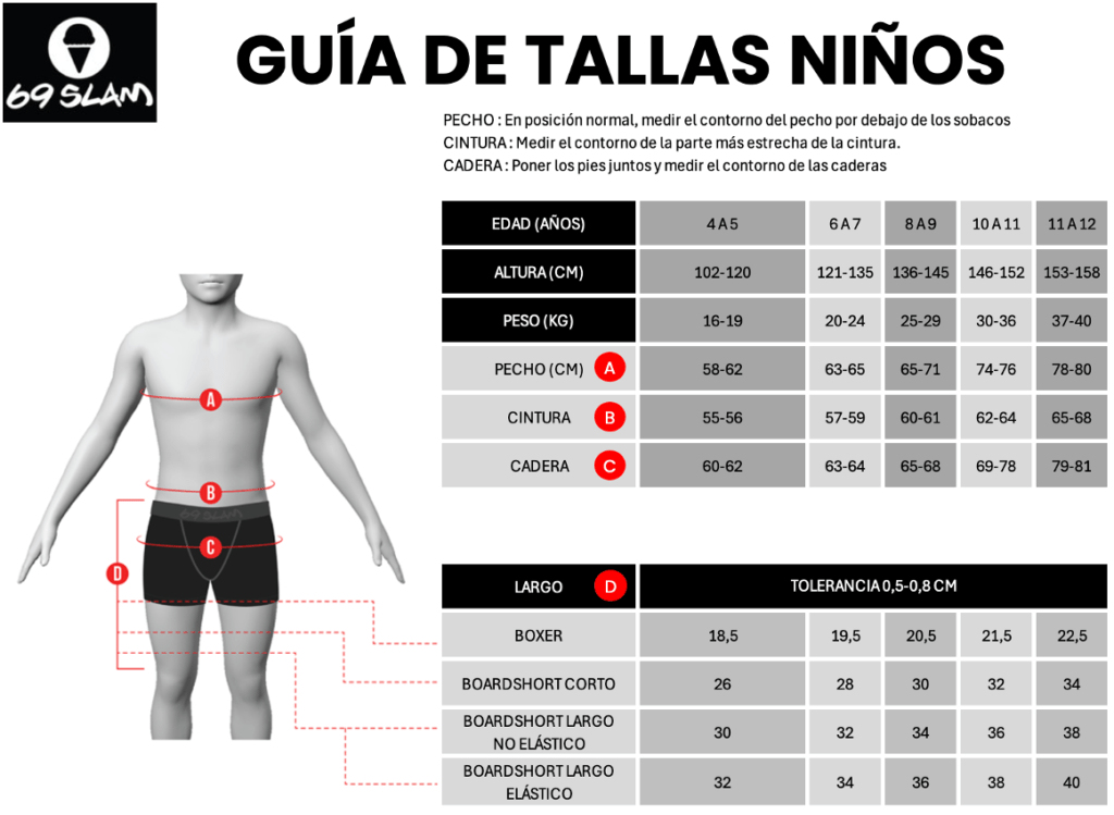 guía de tallas niños
