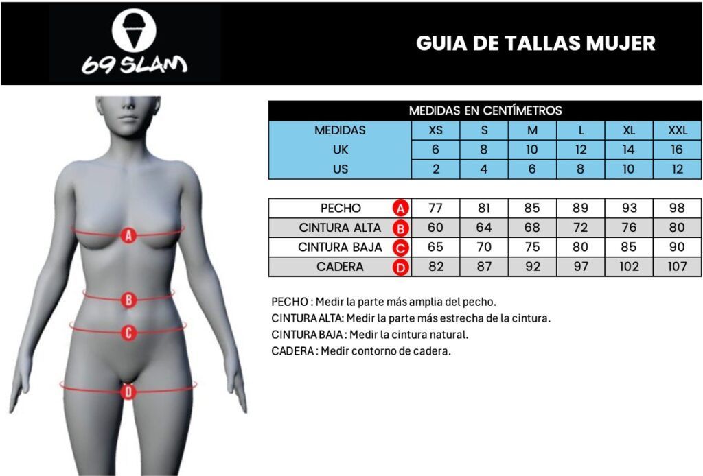 guía de tallas mujer 69 slam